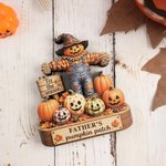 Yksilöllinen, hieno puinen lintumies-kurpitsa-vaahteranlehti-figuuri, johon voi kaivertaa 1–6 nimeä ja lempinimeä – Halloween- tai syntymäpäivälahja isovanhemmille