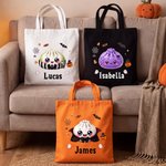 Personalised Halloween Theme Dumpling Large Canvas Bag with Name Daily Use Halloween Gift for Kids