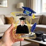 Personalized Scroll Shape Photo Acrylic Ornament with Blessings Year Name and School Name Desk Decor Graduation Anniversary Gift for Graduate Student