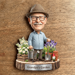 Personalised Grandpa's Garden 3D-Effect Artwork Photo Wooden Figurine with Text Anniversary Grandparents Day Birthday Gift for Grandpa Father