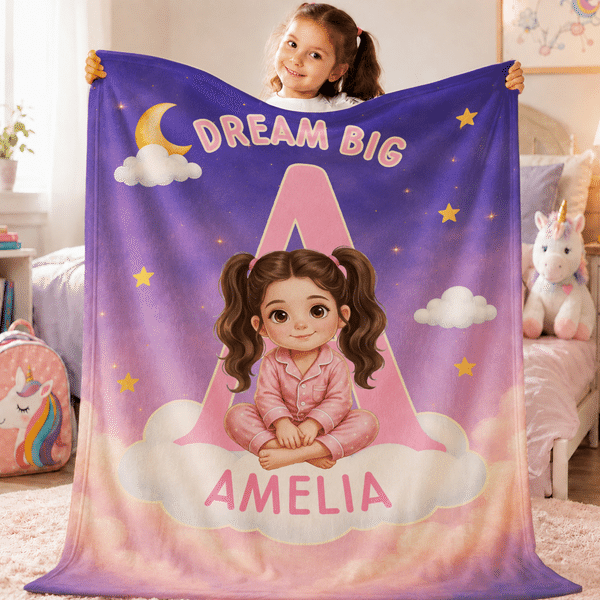 Personalised Cartoon Pyjamas Kid Character Photo Soft Throw Blanket with Name Home Decor Birthday Back to School Gift for Kids Boys Girls