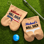Personalised American Flag Underwear Shape Golf Ball Bag Sack with Name and Calabash Buckle Golf Field Birthday Anniversary Gift for Golf Lover