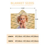 Personalized Multicolor Heart Cartoon 3D-Effect Artwork Character Soft Hooded Blanket with Name Anniversary Birthday Christmas Gift for Family Kid