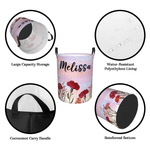 Personalized Watercolor 3D-Effect Artwork Birth Flower Storage Laundry Basket with Name and Handles Birthday Anniversary Christmas Gift for Woman