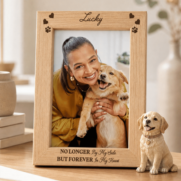 Personalized Engraved Heart Paw Commemorative Photo Frame with Name and Text Home Decor Pet Loss Pet Remembrance Gift for Pet Owner