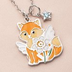 Personalized Dainty Animal Companion Birth Flower Birthstone Necklace with Text Birthday Gift for Daughter Granddaughter