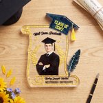 Personalized Scroll Shape Photo Acrylic Ornament with Blessings Year Name and School Name Desk Decor Graduation Anniversary Gift for Graduate Student
