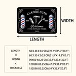 Paillasson multicolore personnalisé sur le thème de la coiffure, avec le nom du salon, un slogan et l'année – Accessoire de salon de coiffure – Cadeau d'ouverture pour coiffeur ou barbier