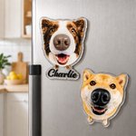 Personalized 3D Dog Nose Pet Photo Acrylic Magnetic Fridge Magnet with Name Home Decoration Birthday Gift for Dog Owners Lovers