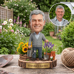 Personalised Grandpa's Garden 3D-Effect Artwork Photo Wooden Figurine with Text Anniversary Grandparents Day Birthday Gift for Grandpa Father