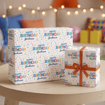 Personalised Happy Birthday Colourful Wrapping Packaging Papers Set of 3 with Name Birthday Gift for Friends Family
