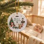 Personalised Christmas Tree Cute Animal Ceramic Ornament with Name and Year Home Tree Decor First Christmas Gift for New Baby Family