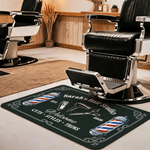 Paillasson multicolore personnalisé sur le thème de la coiffure, avec le nom du salon, un slogan et l'année – Accessoire de salon de coiffure – Cadeau d'ouverture pour coiffeur ou barbier