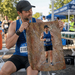 Personalized Marathon Theme Photo Oil Painting Style Soft Multicolour Towel with Name Outdoor Use Game Day Birthday Gift for Runners Athletes