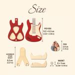 Personalised Guitar Shaped Wooden Guitar Pick Storage Case with Name & 3 Pcs Photo Picks Christmas Birthday Gift for Guitar Player Musician