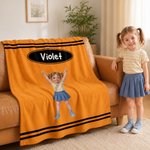 Personalized Photo to Cartoon Character Multicolor Soft Throw Blanket with Name Bedroom Decor Christmas Birthday Gift for Kids Teenagers