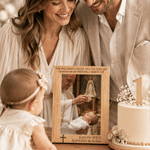 Personalized Cross Baptism Photo Wooden Photo Frame with Engraved Text and Name Baptism Keepsake Gift for Christian Newborn Godchild