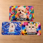 Personalized Graffiti Oil Painting Style Crown Pet Photo Pet Feeding Mat with Name Home Decor Pet Supplies Birthday Gift for Pet Owners Lovers