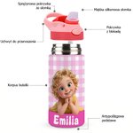 Personalizowana butelka na wodę ze zdjęciem i imieniem w kreskówkowym stylu z silikonową słomką prezent urodzinowy i na powrót do szkoły dla dzieci