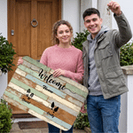 Personalized Family Footprints Non-Slip Absorbent Welcome Doormat with Name Housewarming Gift for Family New Home Movers