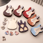Personalised Guitar Shaped Wooden Guitar Pick Storage Case with Name & 3 Pcs Photo Picks Christmas Birthday Gift for Guitar Player Musician