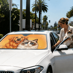 Personalized Exaggerated Comic Photo Car Windshield Sunshade with Text Auto Accessories Travel Birthday Vacation Gift for Family Friends Pet Owners