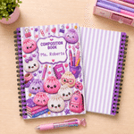 Personalised Glitter Steamed Bun A5 Spiral Journal Notebook with 60 Lined Sheets and Text Daily Use Back to School Birthday Gift for Teachers Girls