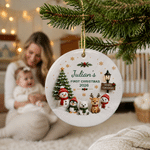 Personalised Christmas Tree Cute Animal Ceramic Ornament with Name and Year Home Tree Decor First Christmas Gift for New Baby Family