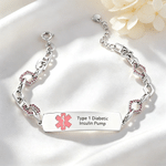 Personalised Medical Alert ID Bracelet with Engraved Medical Information Birthday Gift for Diabetic Allergy Epilepsy