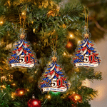 Personalized 250th America Star Snowflake Acrylic Christmas Tree Ornament with Name Hanging Decoration Christmas Gift for Family Friend