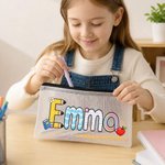 Personalised Coloured Apple Letter Elements Waterproof Transparent Mesh Pencil Bag with Name Back to School Birthday Gift for Students Teachers