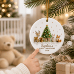 Personalised Christmas Tree Cute Animal Ceramic Ornament with Name and Year Home Tree Decor First Christmas Gift for New Baby Family