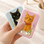 Espejo de maquillaje de doble cara con foto personalizada en acuarela, con nombre y luz LED: regalo de cumpleaños para los amantes de las mascotas