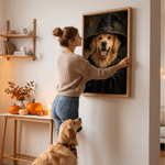 Personalized Oil Painting Style Pet Photo Canvas Prints with Name Home Decor Ship from USA Pet Party Halloween Gift for Pet Owners