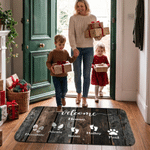 Personalized Family Footprints Non-Slip Absorbent Welcome Doormat with Name Housewarming Gift for Family New Home Movers