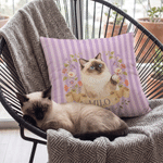 Funda de cojín mullida personalizada con diseño de acuarela, con la flor del mes de nacimiento y la foto de tu mascota, con su nombre; decoración para el hogar; regalo de cumpleaños o aniversario para