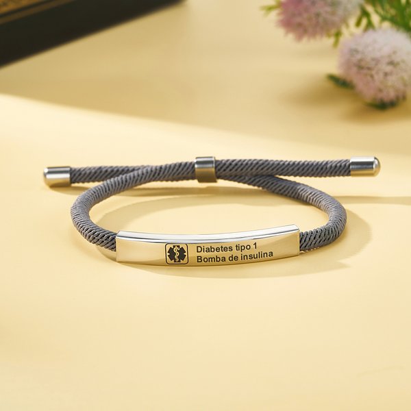 Pulsera personalizada de cuerda ajustable con estrella de la vida y alerta médica grabada regalo de primeros auxilios para hombres y mujeres