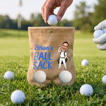 Personalised Cartoon Golf Player Photo Golf Ball Bag Sack with Name Golf Field Accessories Birthday Gift for Golfer Friends