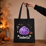 Personalised Halloween Theme Dumpling Large Canvas Bag with Name Daily Use Halloween Gift for Kids