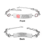Personalised Medical Alert ID Bracelet with Engraved Medical Information Birthday Gift for Diabetic Allergy Epilepsy