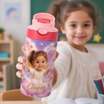 Personalized 3D-Style Character Artwork Photo 12 oz Insulated Water Bottle with Name and Straw Daily Use Back to School Birthday Gift for Kid Boy Girl