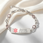 Personalised Medical Alert ID Bracelet with Engraved Medical Information Birthday Gift for Diabetic Allergy Epilepsy