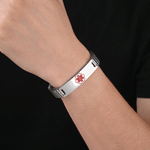 Personalised Medical Alert ID Stretch Bracelet with Engraved Medical Information Birthday Gift for Diabetic Allergy Epilepsy
