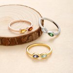 Personalised Infinity Double Birthstones Sterling Silver Promise Ring Dainty Jewellery Birthday Anniversary Gift for Couple Women