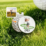 Personalised 3D-Effect Artwork Photo Golf Ball Marker Magnetic Hat Clip with Name Golf Accessory Birthday Gift for Golf Player