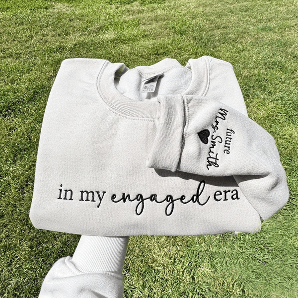 Personalized Engaged Era Sweatshirt with Name, Future Mrs Crewneck, Proposal/Engagement Gift for Bride to Be/Her