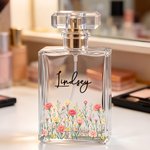 Gepersonaliseerd, navulbaar parfumflesje met aquarelafbeelding van de geboortebloem en naam – reisverstuiver – aandenken voor het bruidsgezelschap – verjaardagscadeau voor vrouwen, bruid en beste vrie