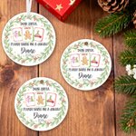 Personalised Watercolor Wreath Mahjong Tile Ceramic Ornament with Name and Year Home Decor Christmas Gift for Family Friends Mahjong Enthusiasts