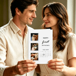 Personalized First Anniversary Calendar Couple Photo Foldable Greeting Card with Year Text and Envelope Wedding 1st Paper Anniversary Gift for Couple