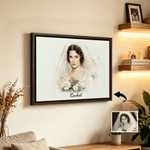 Tableau sur toile personnalisé avec photo et texte - Effet aquarelle - Cadeau anniversaire de mariage